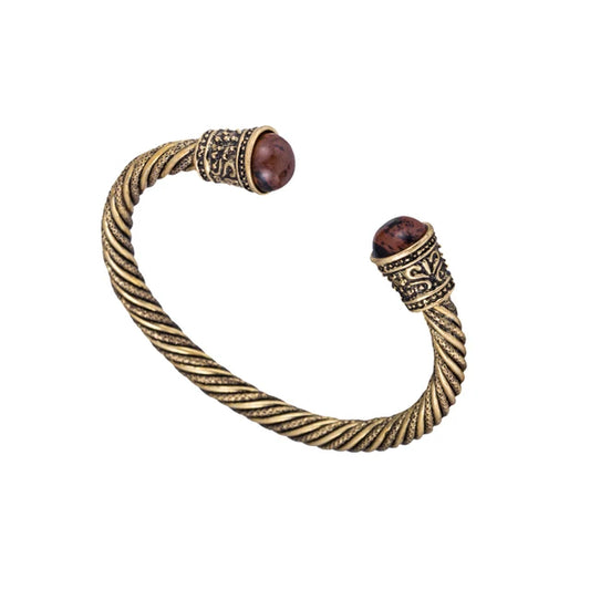 Dreamtimes Wooden Bead Bracelets & Bangles Viking Bangles Antique Gold Color Indian Jewelry Supernatural Pagan Metal Bracelet